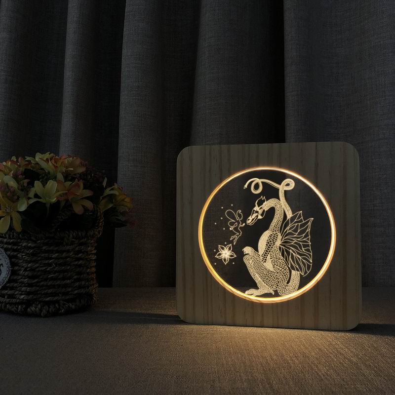 3D LED 영화 역할 동물 표범 아크릴 나무 USB 밤 램프 테이블 빛 조각 램프 어린이 방에 대 한 장식